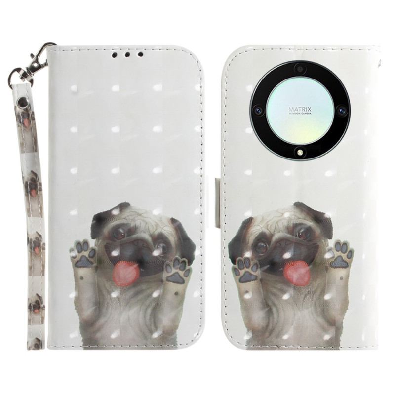 Capa De Couro Para Honor Magic 5 Lite De Cordão Tanga Pug