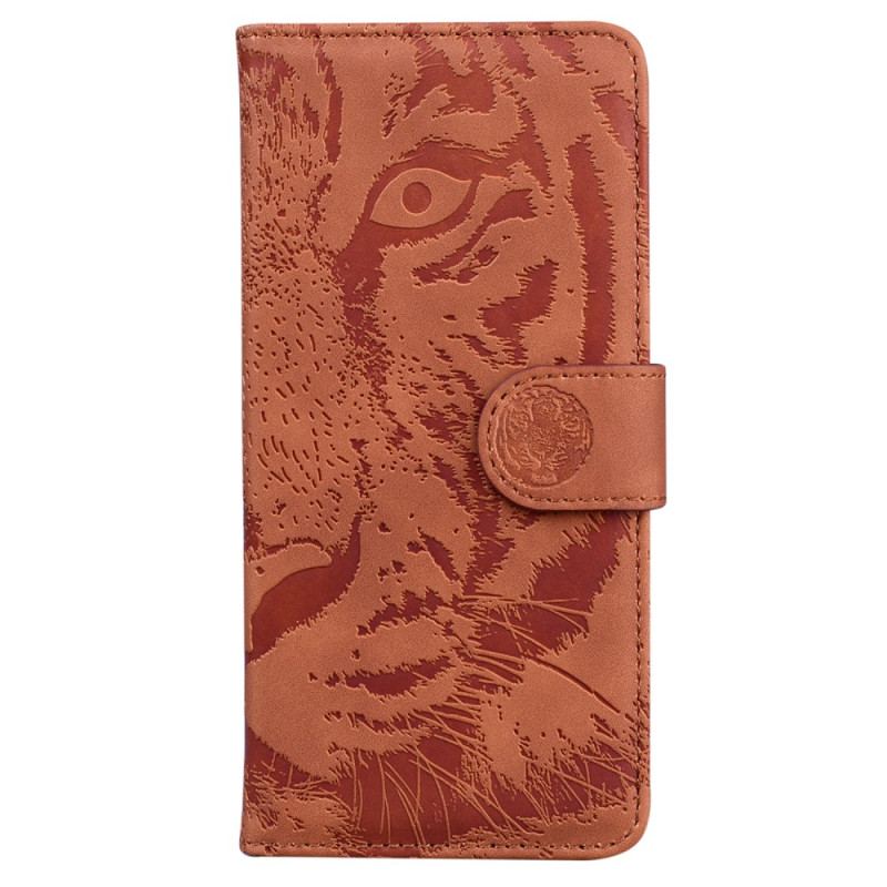 Capa De Couro Para Honor Magic 5 Lite Pegada De Tigre