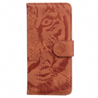 Capa De Couro Para Honor Magic 5 Lite Pegada De Tigre