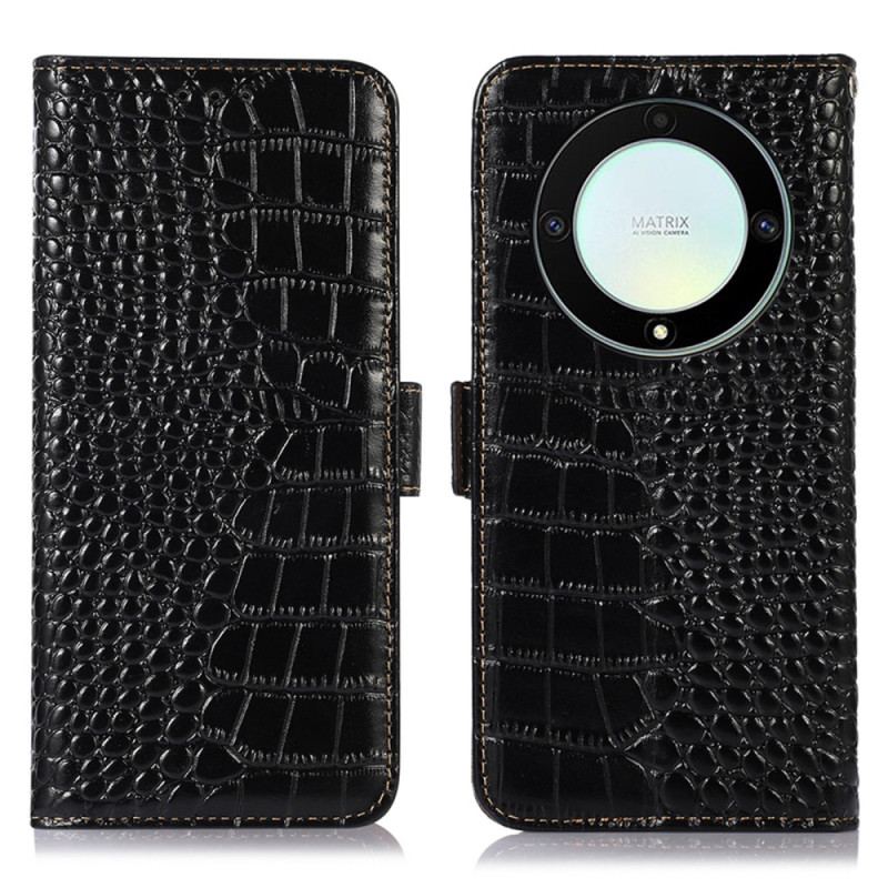 Capa Flip Para Honor Magic 5 Lite Rfid Estilo Crocodilo