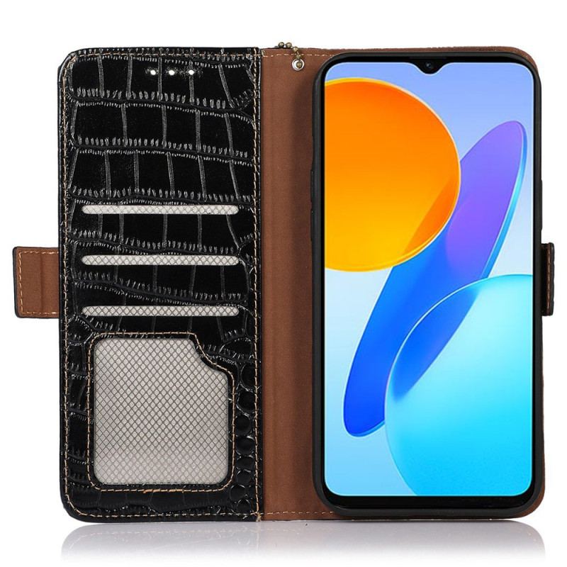 Capa Flip Para Honor Magic 5 Lite Rfid Estilo Crocodilo