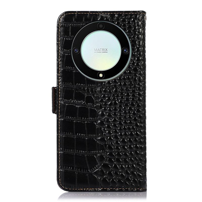 Capa Flip Para Honor Magic 5 Lite Rfid Estilo Crocodilo