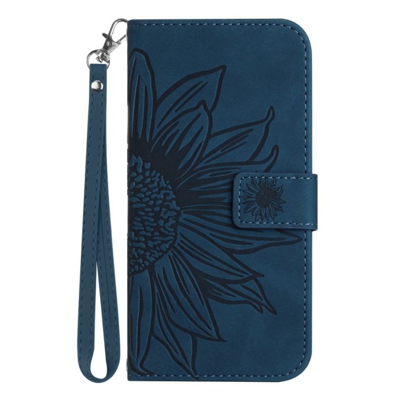 Capa Folio Para Honor Magic 5 Lite Flor Com Cordão