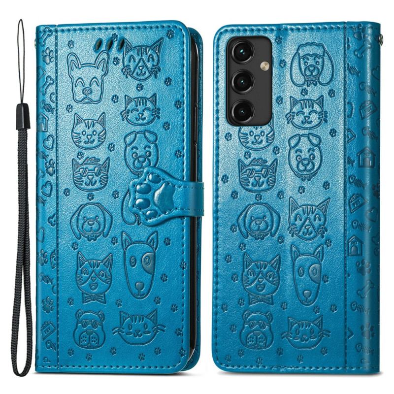 Capa De Couro Para Samsung Galaxy A14 / A14 5G Animais Animados