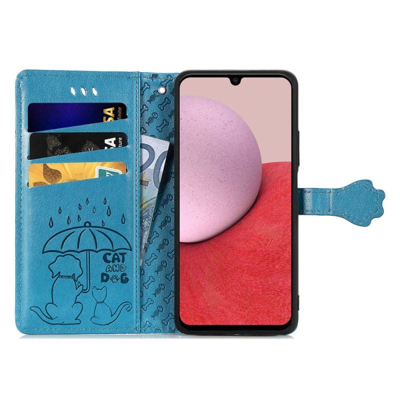 Capa De Couro Para Samsung Galaxy A14 / A14 5G Animais Animados