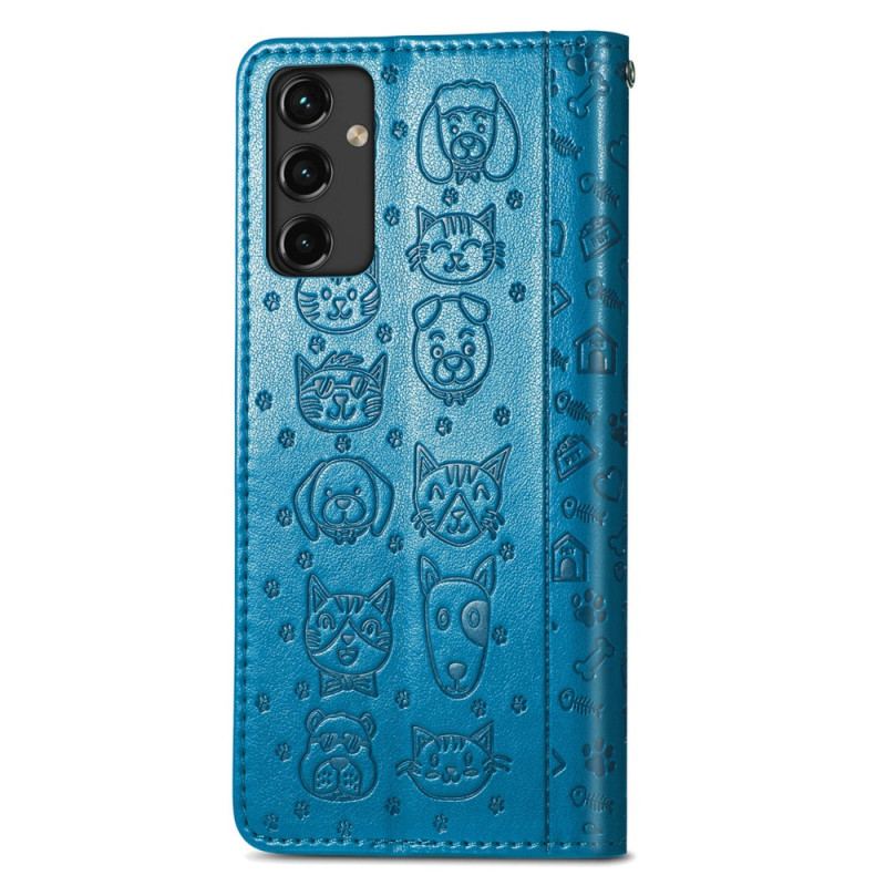 Capa De Couro Para Samsung Galaxy A14 / A14 5G Animais Animados