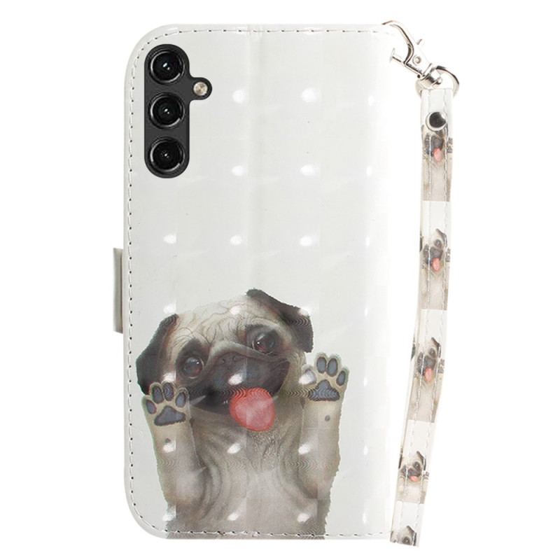 Capa De Couro Para Samsung Galaxy A14 / A14 5G De Cordão Cachorro Tanga