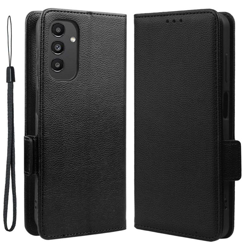 Capa De Couro Para Samsung Galaxy A14 / A14 5G De Cordão Strappy Estilo Couro Lichia