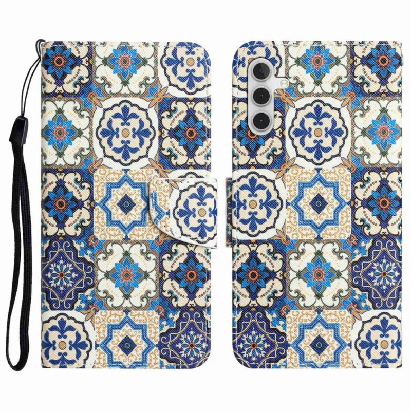 Capa De Couro Para Samsung Galaxy A14 / A14 5G De Cordão Strappy Patchwork