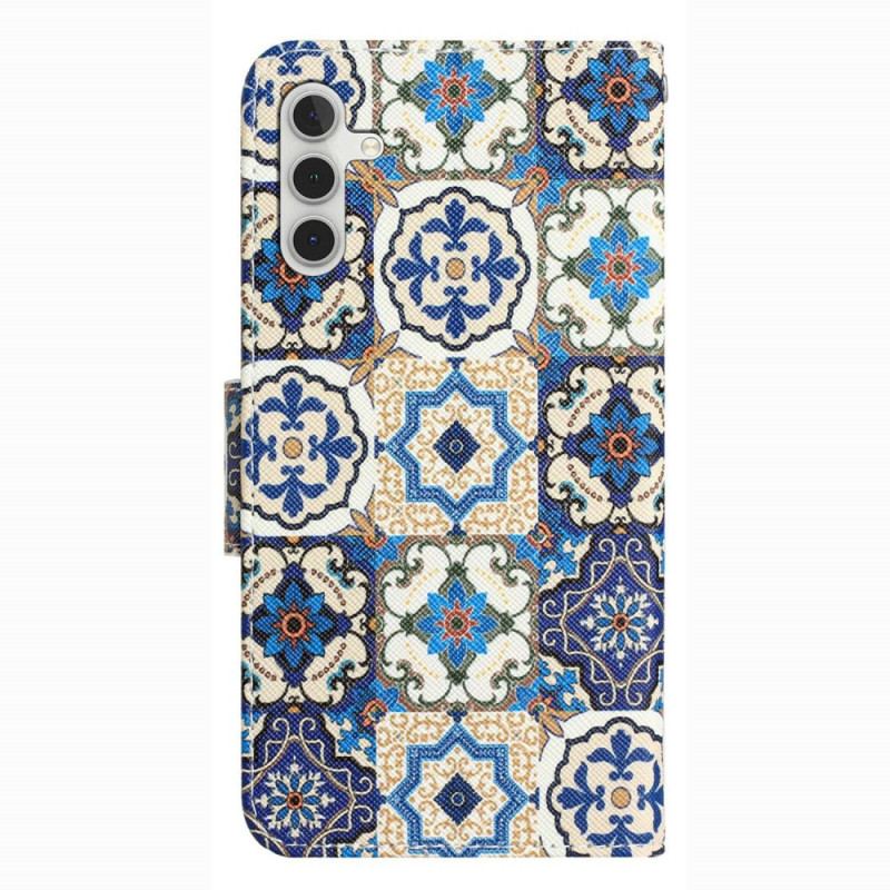 Capa De Couro Para Samsung Galaxy A14 / A14 5G De Cordão Strappy Patchwork