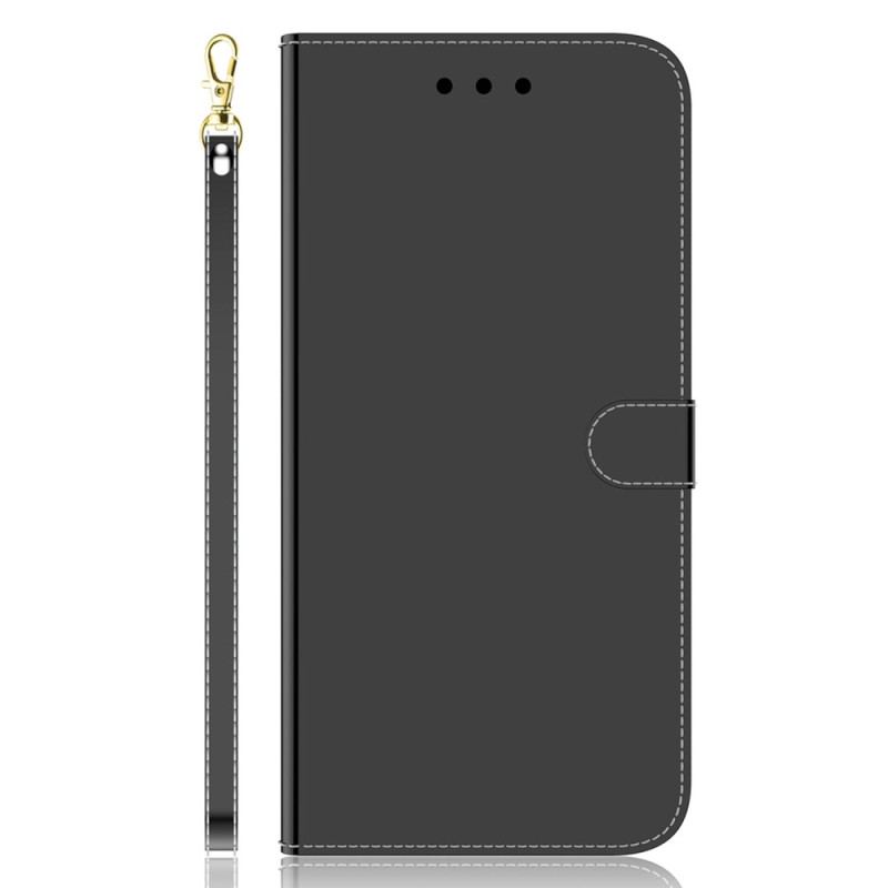 Capa De Couro Para Samsung Galaxy A14 / A14 5G Espelho E Cordão