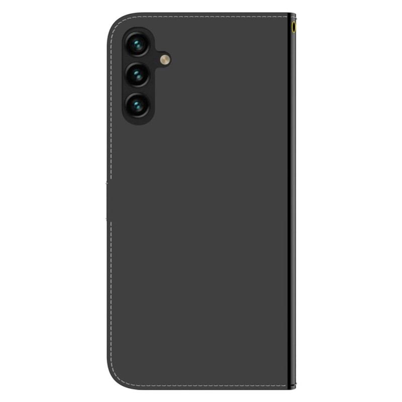 Capa De Couro Para Samsung Galaxy A14 / A14 5G Espelho E Cordão