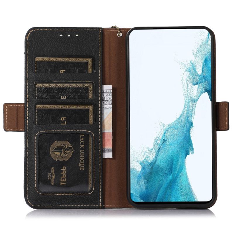 Capa De Couro Para Samsung Galaxy A14 / A14 5G Rfid De Couro Genuíno