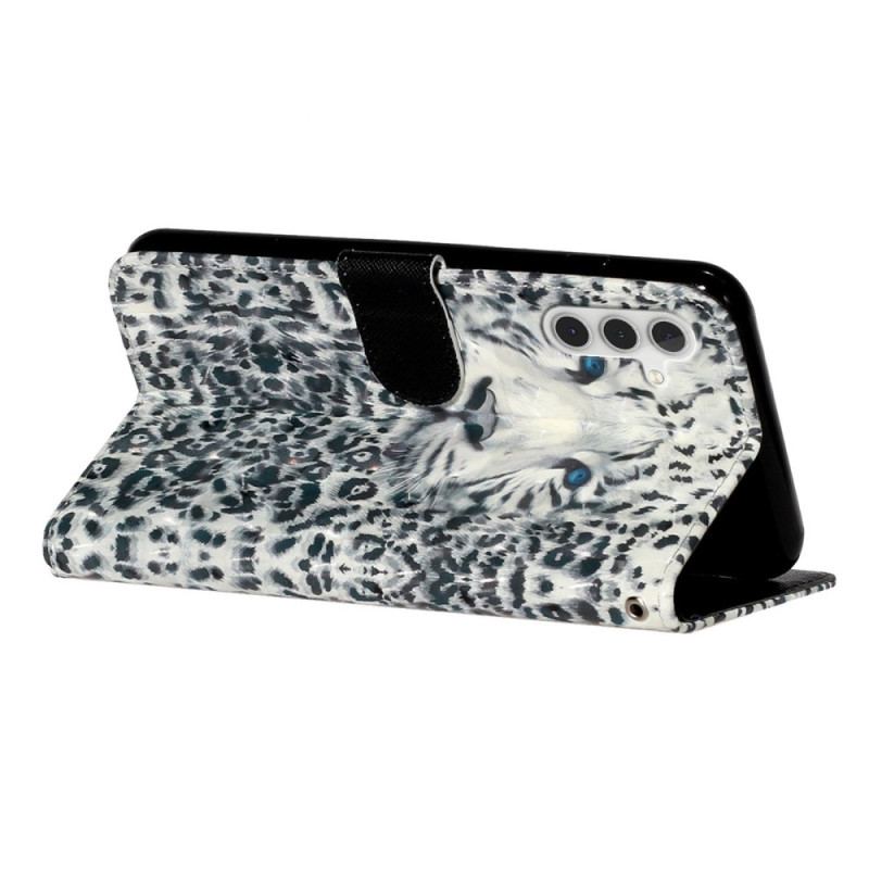 Capa Em Pele Para Samsung Galaxy A14 / A14 5G De Cordão Leopardo Strappy