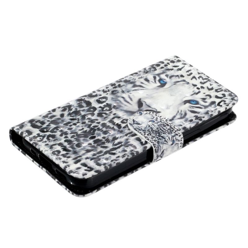 Capa Em Pele Para Samsung Galaxy A14 / A14 5G De Cordão Leopardo Strappy