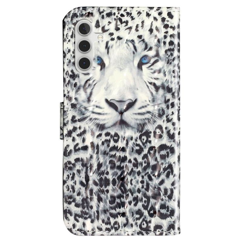 Capa Em Pele Para Samsung Galaxy A14 / A14 5G De Cordão Leopardo Strappy