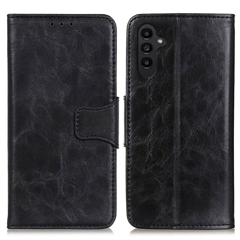 Capa Em Pele Para Samsung Galaxy A14 / A14 5G Fecho Reversível De Couro Rachado