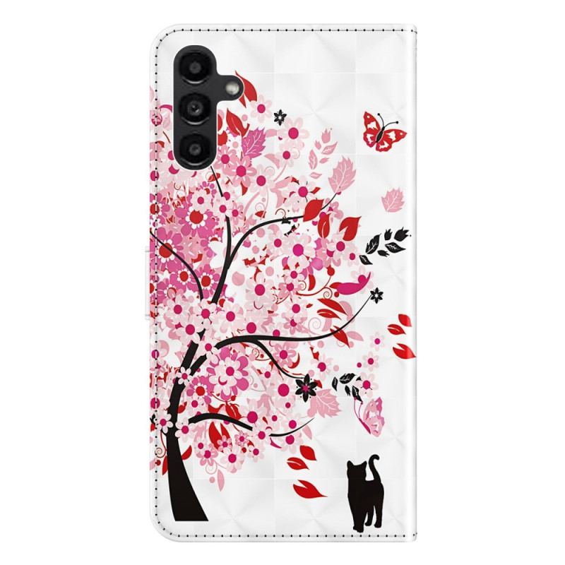 Capa Flip Para Samsung Galaxy A14 / A14 5G Árvore Vermelha