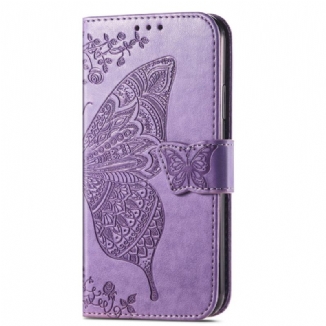 Capa Flip Para Samsung Galaxy A14 / A14 5G Borboleta Barroca