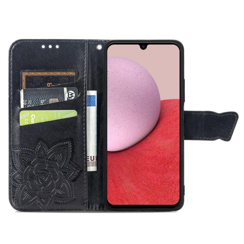 Capa Flip Para Samsung Galaxy A14 / A14 5G Borboleta Barroca