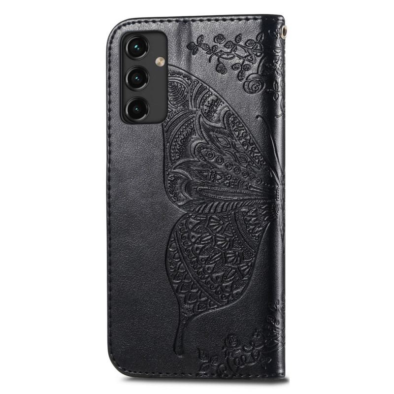 Capa Flip Para Samsung Galaxy A14 / A14 5G Borboleta Barroca