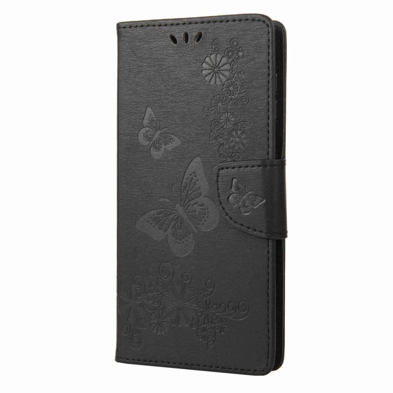 Capa Flip Para Samsung Galaxy A14 / A14 5G De Cordão Borboletas Esplêndidas