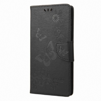 Capa Flip Para Samsung Galaxy A14 / A14 5G De Cordão Borboletas Esplêndidas