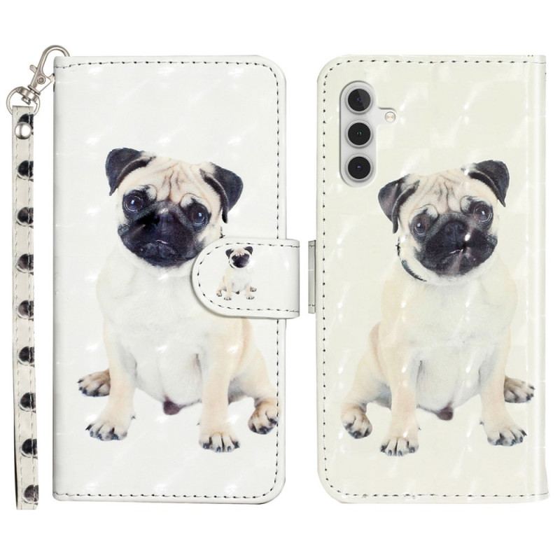 Capa Flip Para Samsung Galaxy A14 / A14 5G De Cordão Cachorro Tanga