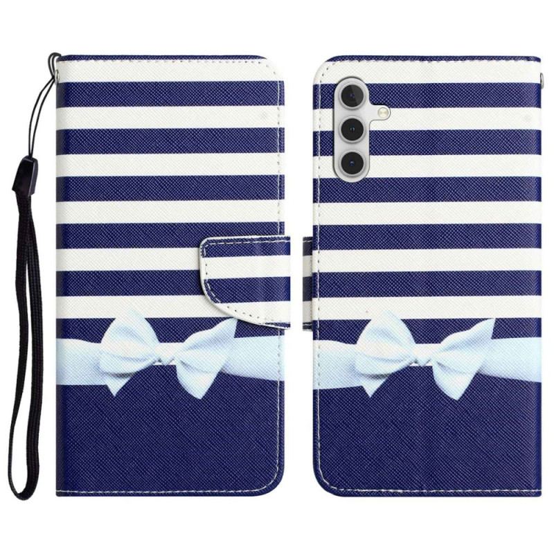 Capa Flip Para Samsung Galaxy A14 / A14 5G De Cordão Cinta Marinha