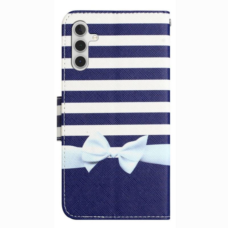 Capa Flip Para Samsung Galaxy A14 / A14 5G De Cordão Cinta Marinha