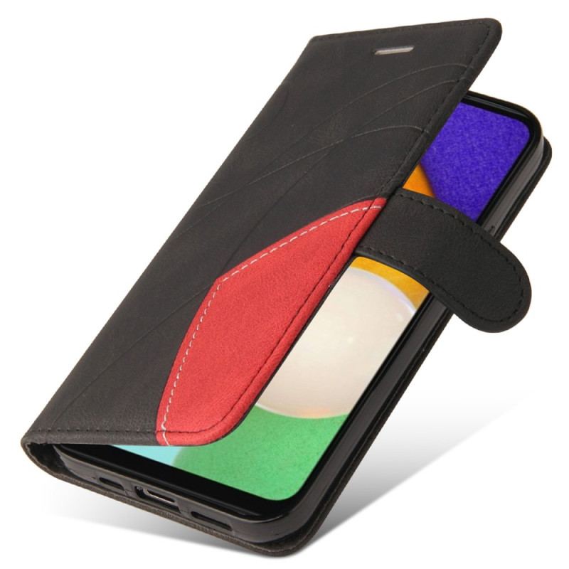 Capa Flip Para Samsung Galaxy A14 / A14 5G De Cordão Correia De Dois Tons