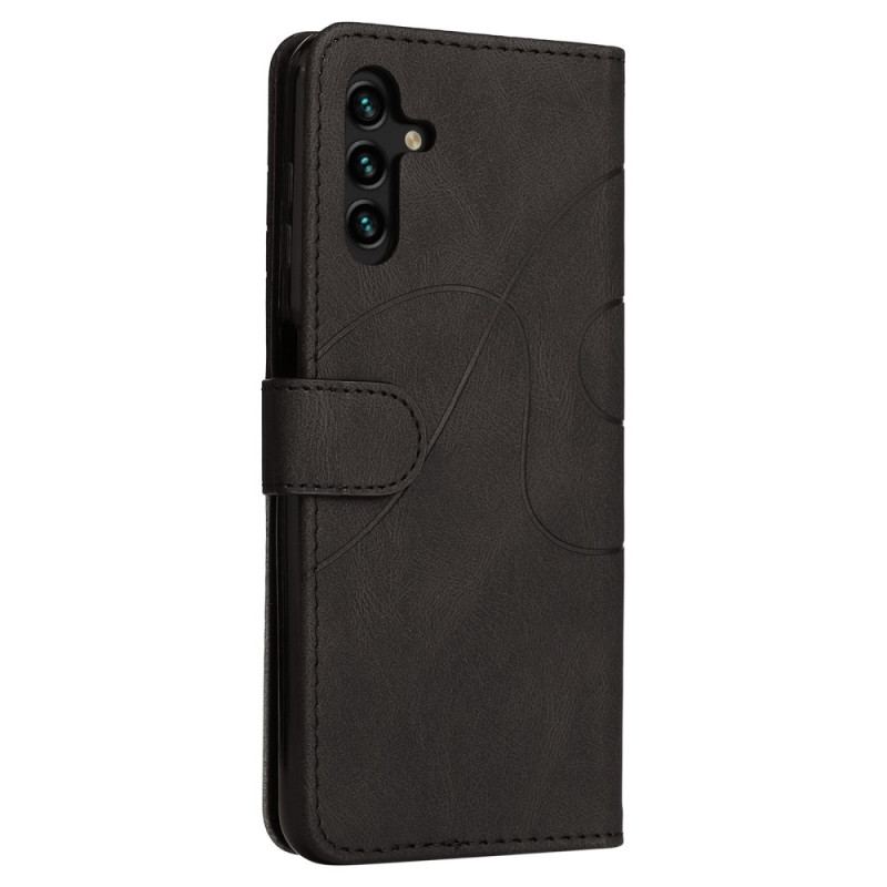 Capa Flip Para Samsung Galaxy A14 / A14 5G De Cordão Correia De Dois Tons