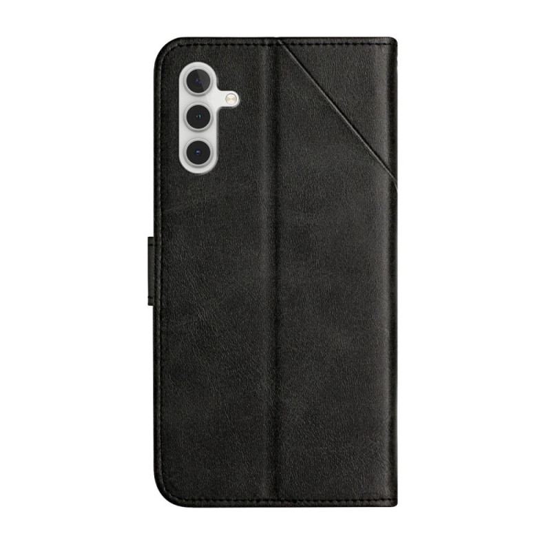 Capa Flip Para Samsung Galaxy A14 / A14 5G De Cordão Estilo De Couro Geométrico Com Tiras