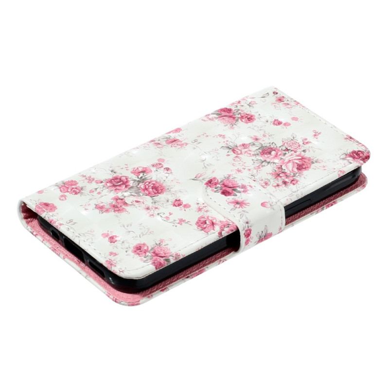 Capa Flip Para Samsung Galaxy A14 / A14 5G De Cordão Flores Da Liberdade Da Correia