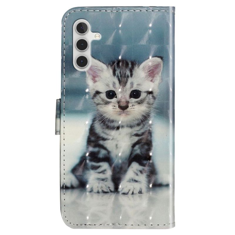 Capa Flip Para Samsung Galaxy A14 / A14 5G De Cordão Gatinho Strappy