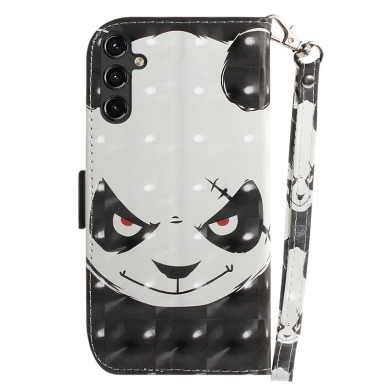 Capa Flip Para Samsung Galaxy A14 / A14 5G De Cordão Panda Irritado Com Cordão