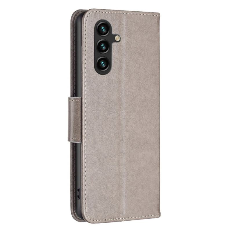 Capa Flip Para Samsung Galaxy A14 / A14 5G De Cordão Strappy Estampado Borboletas