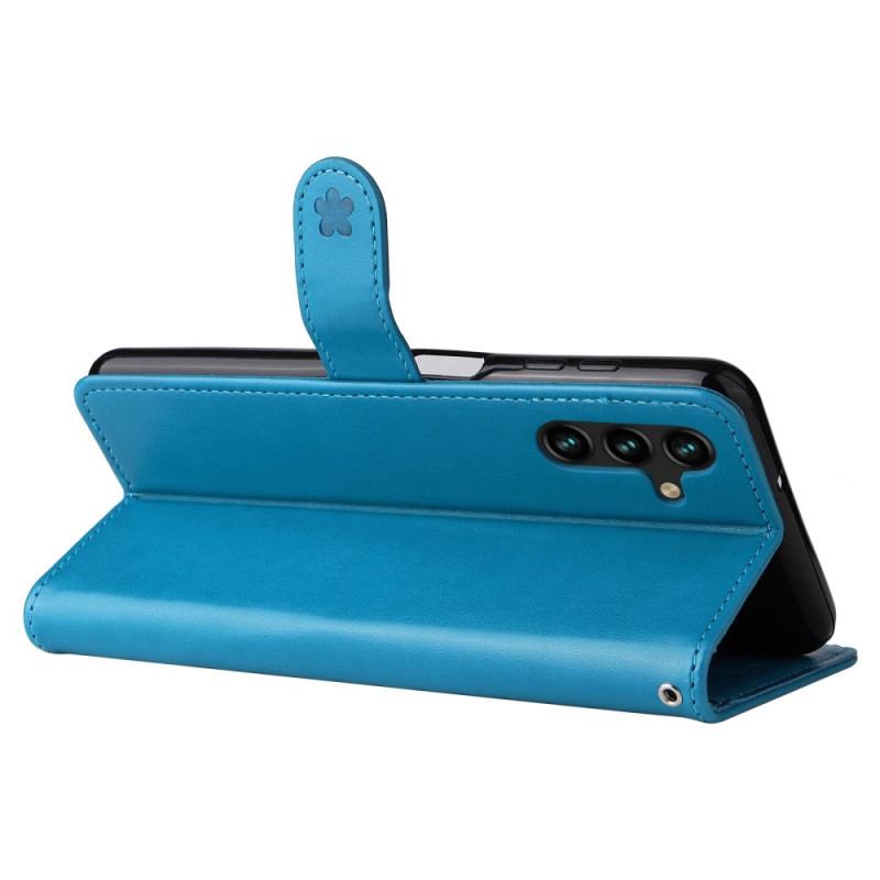 Capa Flip Para Samsung Galaxy A14 / A14 5G De Cordão Strappy Gato E Abelhas