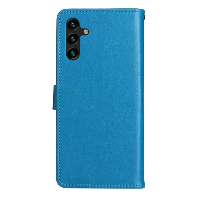 Capa Flip Para Samsung Galaxy A14 / A14 5G De Cordão Strappy Gato E Abelhas