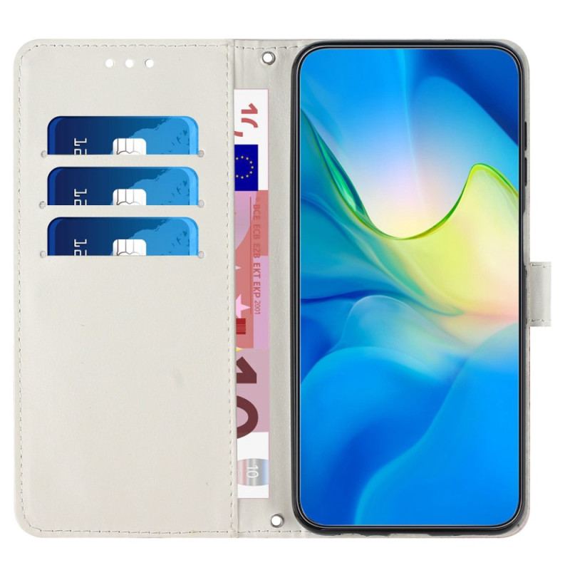 Capa Flip Para Samsung Galaxy A14 / A14 5G De Cordão Tira De Mármore