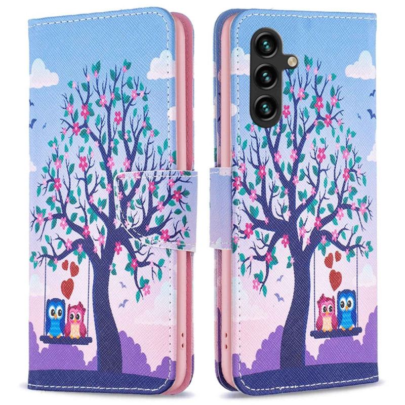 Capa Flip Para Samsung Galaxy A14 / A14 5G Corujas No Balanço