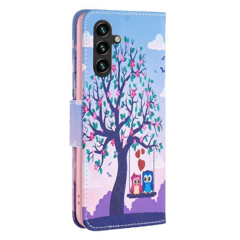 Capa Flip Para Samsung Galaxy A14 / A14 5G Corujas No Balanço