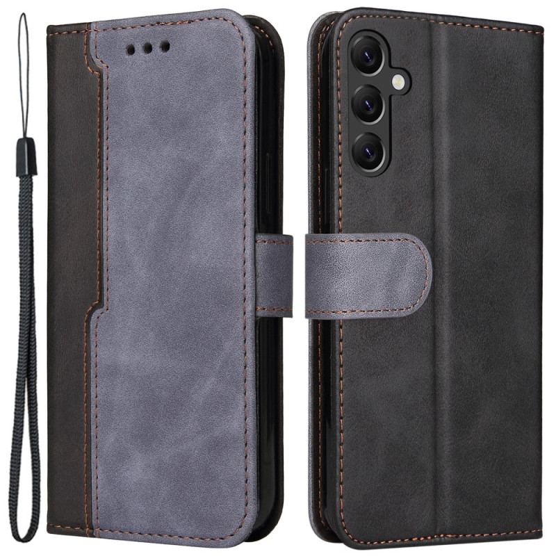 Capa Flip Para Samsung Galaxy A14 / A14 5G Dois Tons Com Alça