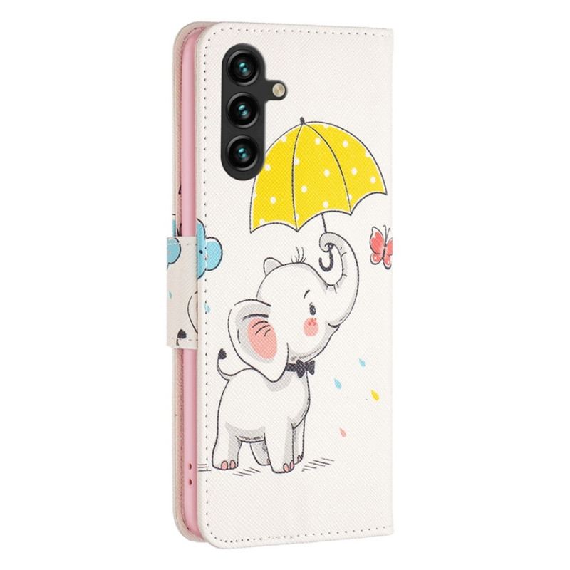 Capa Flip Para Samsung Galaxy A14 / A14 5G Elefante Na Chuva