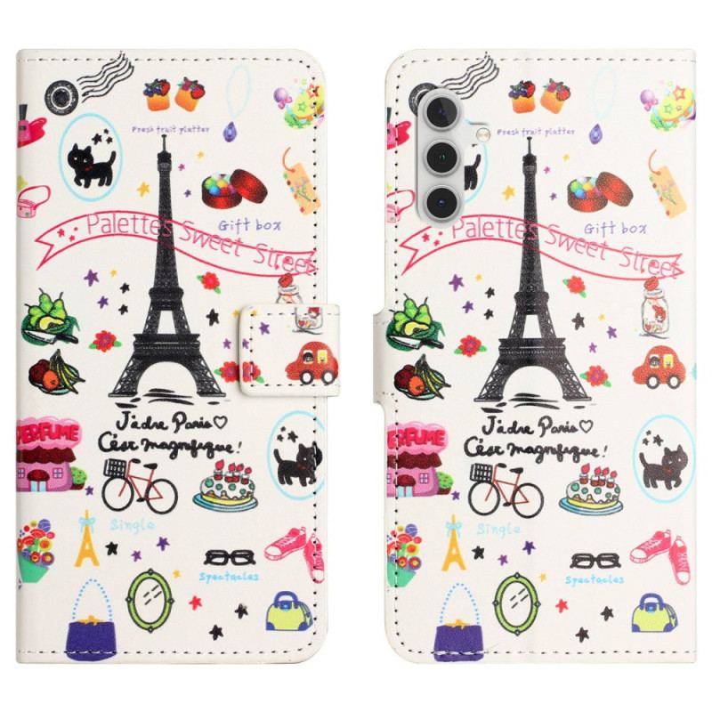 Capa Flip Para Samsung Galaxy A14 / A14 5G Eu Amo Paris