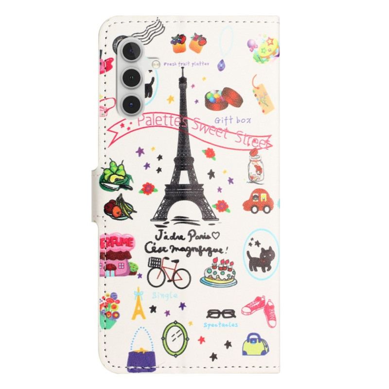 Capa Flip Para Samsung Galaxy A14 / A14 5G Eu Amo Paris