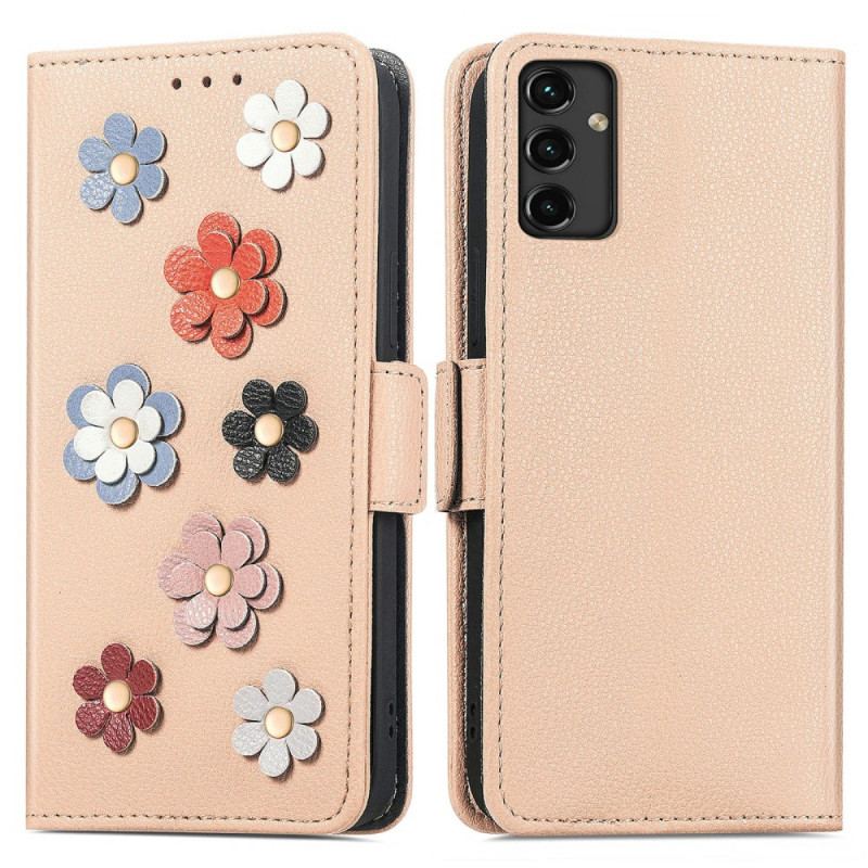 Capa Flip Para Samsung Galaxy A14 / A14 5G Flores Decorativas