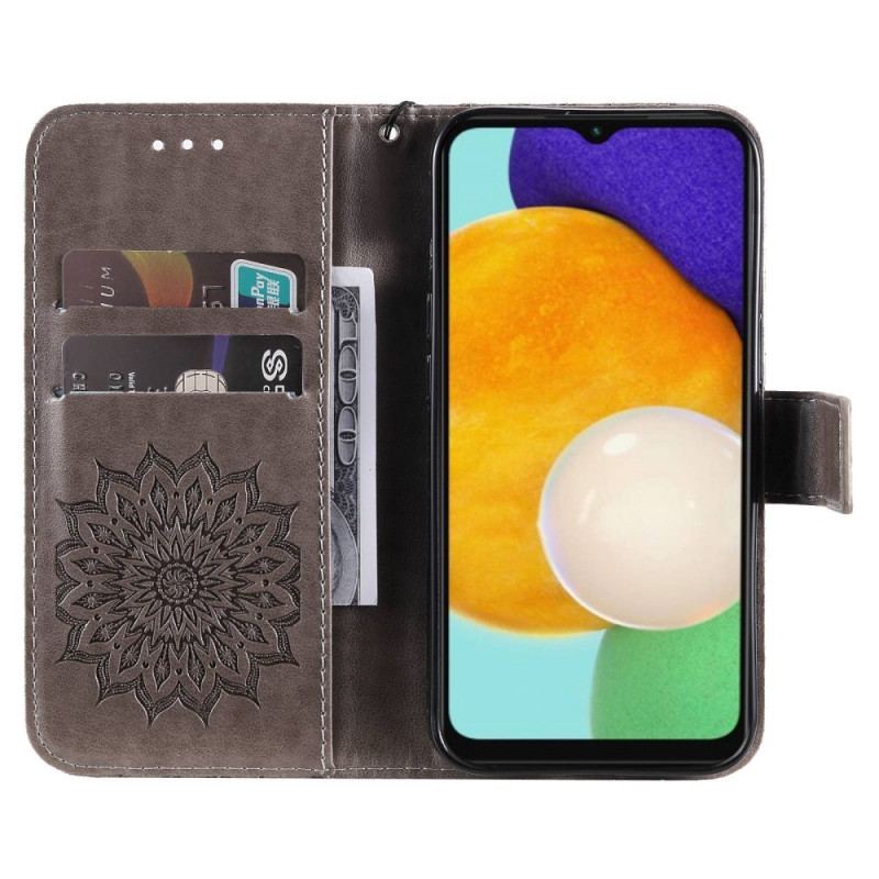 Capa Flip Para Samsung Galaxy A14 / A14 5G Mandala Sol Com Cordão