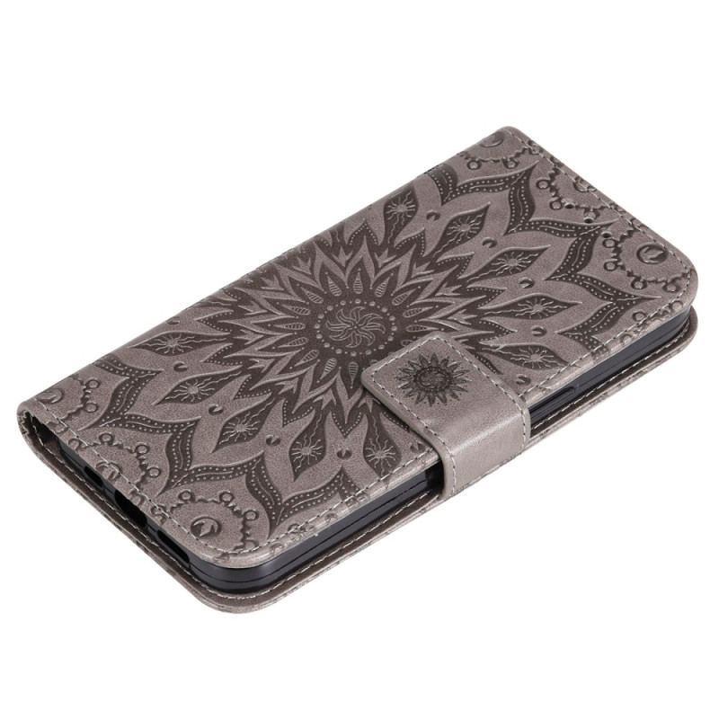 Capa Flip Para Samsung Galaxy A14 / A14 5G Mandala Sol Com Cordão