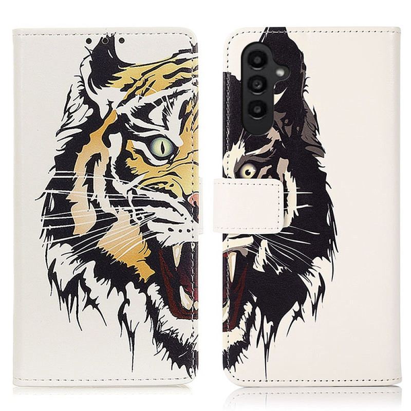 Capa Flip Para Samsung Galaxy A14 / A14 5G Tigre Selvagem